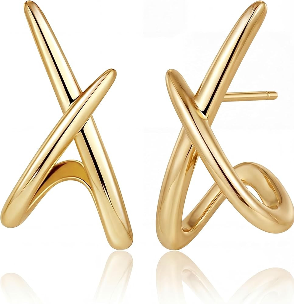 Gold Earrings for Women Trendy,14K Gold Stud Earrings Dainty Earrings Simple Minimalist Gold Earr... | Amazon (US)