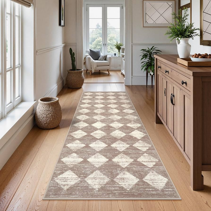 Lahome Trellis 2x7 Washable Kitchen Bathroom Runner Rug, Non Skid Runners for Hallways with Rubbe... | Amazon (US)