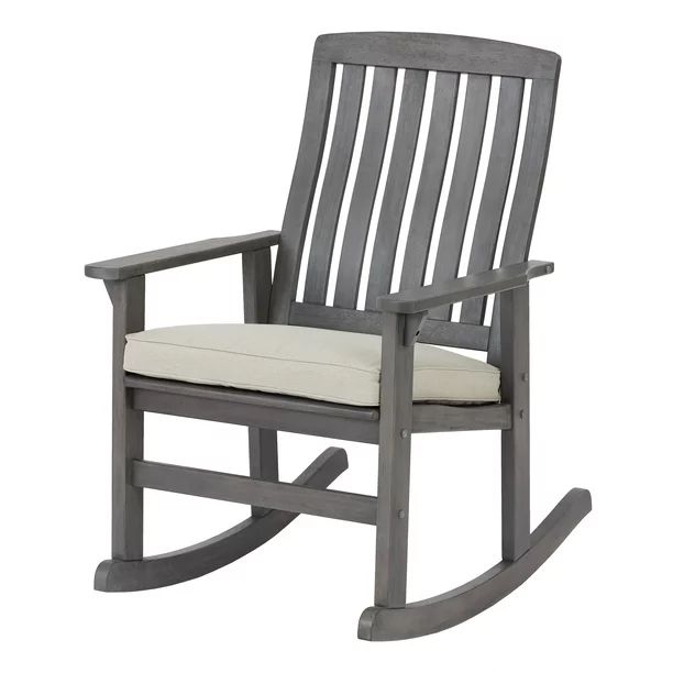 Better Homes & Gardens Delahey Cushioned Outdoor Wood Rocking Chair | Walmart (US)