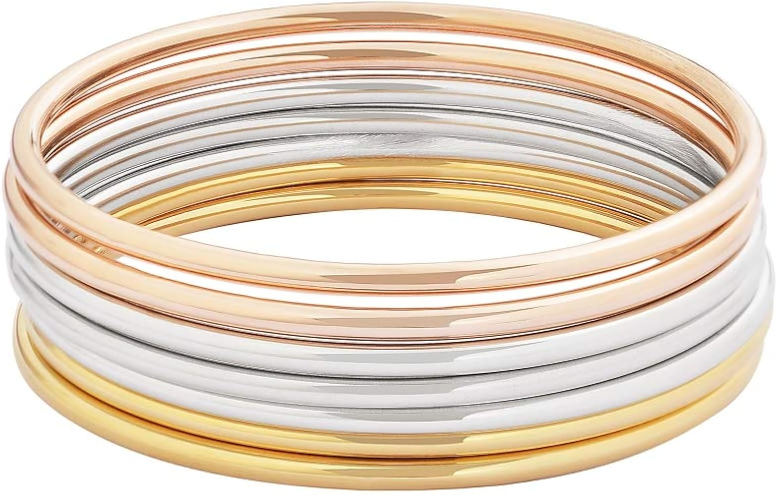 Glossy Thin Round Bangle Bracelet Set for Women, Set of 7 | Amazon (US)