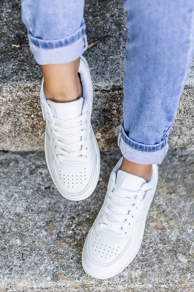 Kandace White Leather Sneakers | Pink Lily