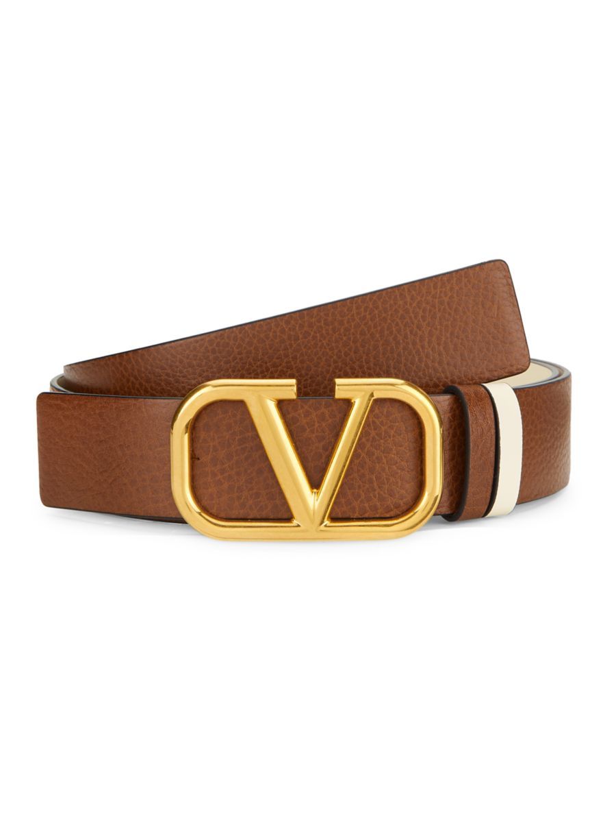 Valentino Garavani Logo Buckle Reversible Leather Belt | Saks Fifth Avenue