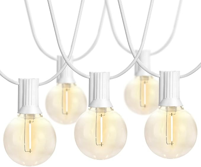 SUNTHIN White Outdoor String Lights, 96FT(48ft * 2 Pack) Patio Lights with G40 Shatterproof LED B... | Amazon (US)