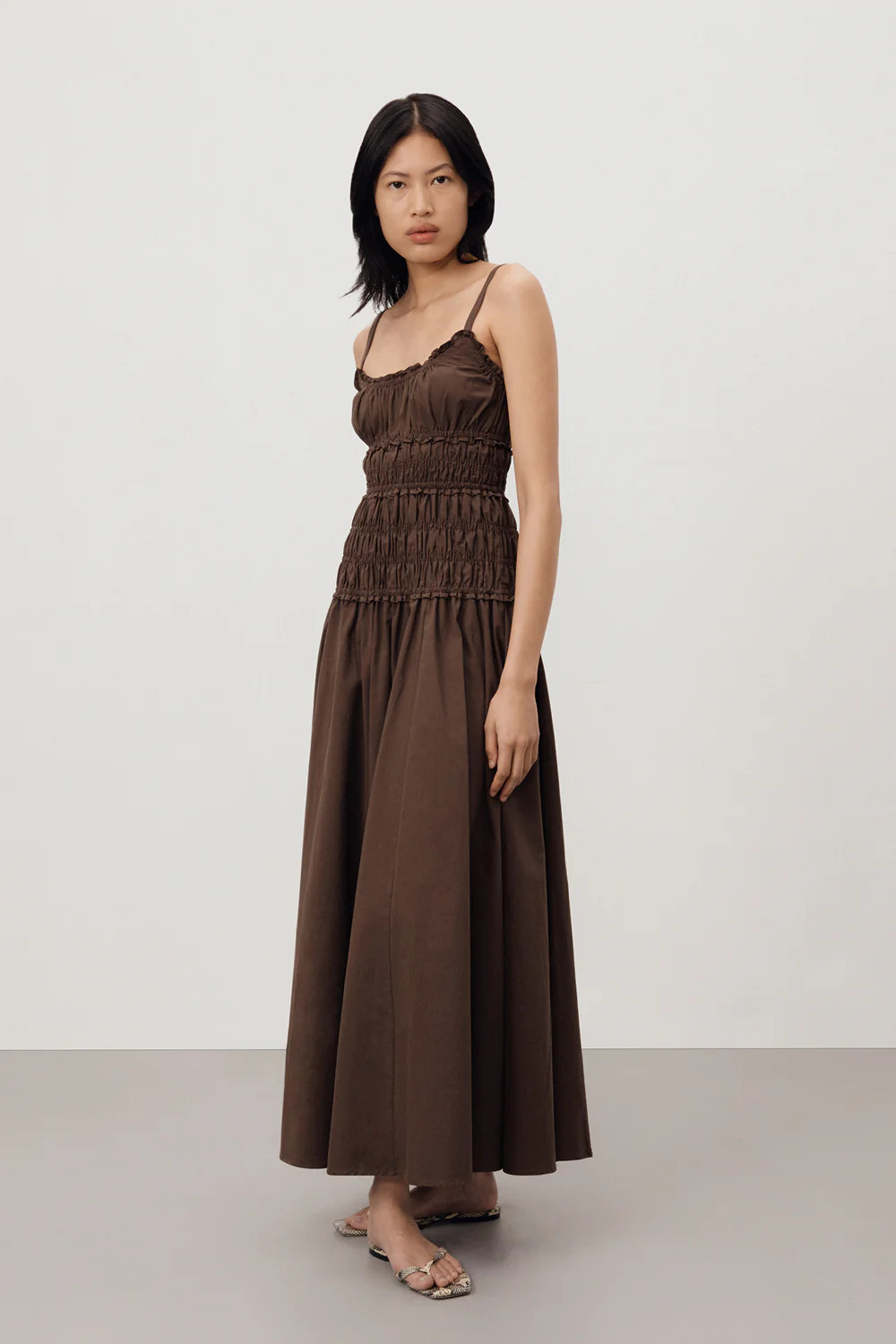 TOBY BITTER CHOC COTTON MIDI DRESS | DISSH