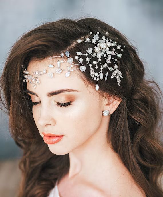 Bridal Hair Vine Bridal Headpiece Crystal and Pearl Wedding | Etsy | Etsy (US)