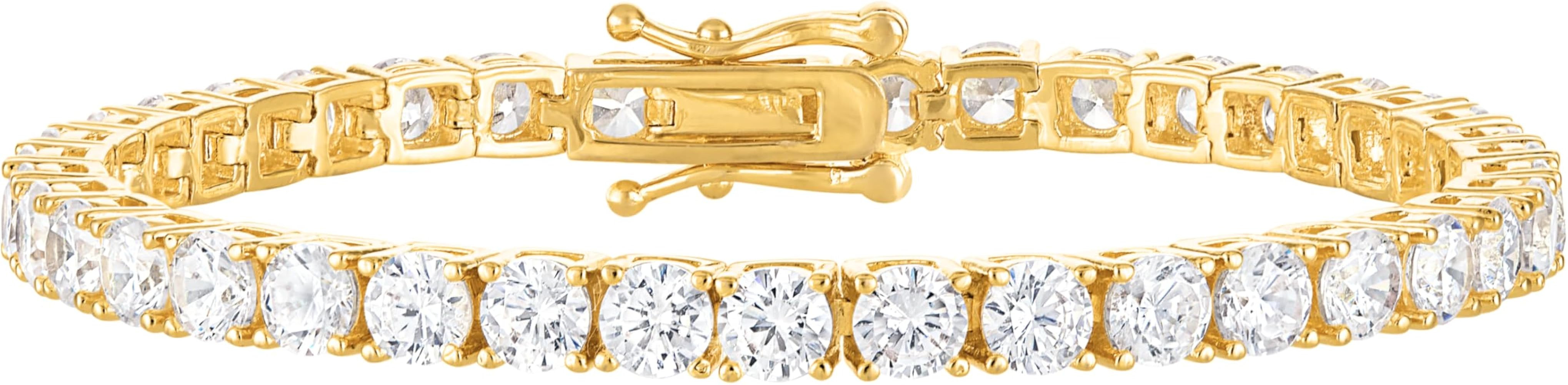 KISPER Tennis Bracelet for Women - 24K White Gold or Gold Plated Round Cut AAAAA CZ, 3mm/4mm Widt... | Amazon (US)
