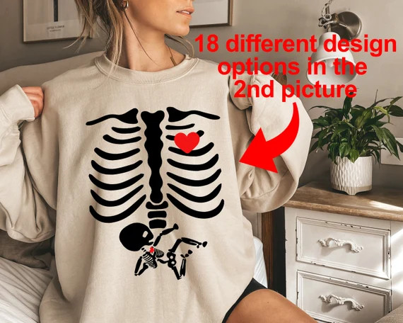 Halloween Sweatshirt Skeleton Shirt Skeleton Maternity - Etsy | Etsy (US)