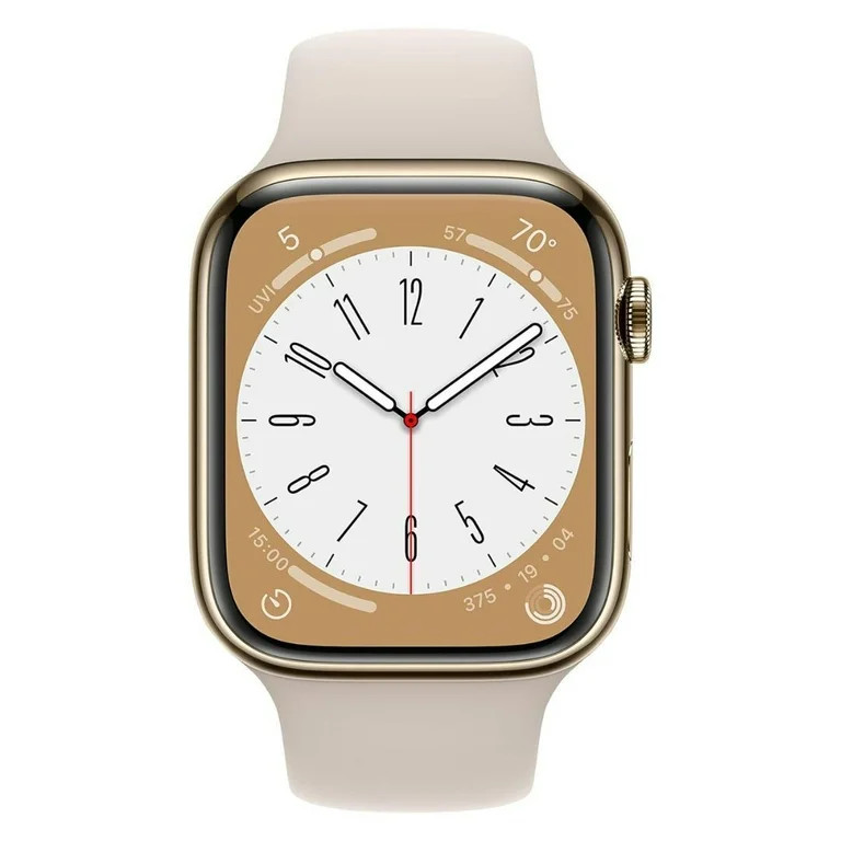 Restored Apple Watch Series 8 (GPS+Cellular, 45mm) - Gold Stainless Steel Case - Starlight Sport ... | Walmart (US)