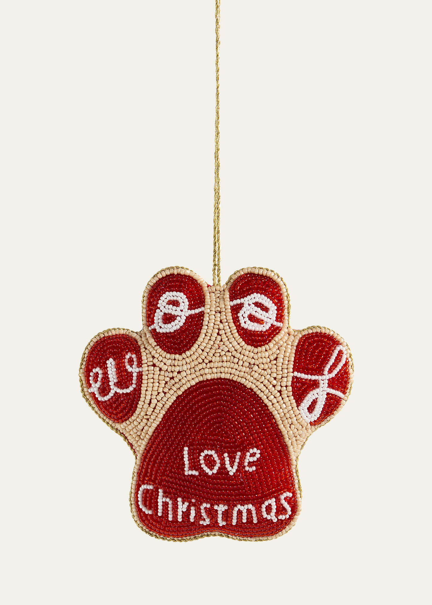 Sudha Pennathur Woof Paw Love Christmas Beaded Ornament | Bergdorf Goodman
