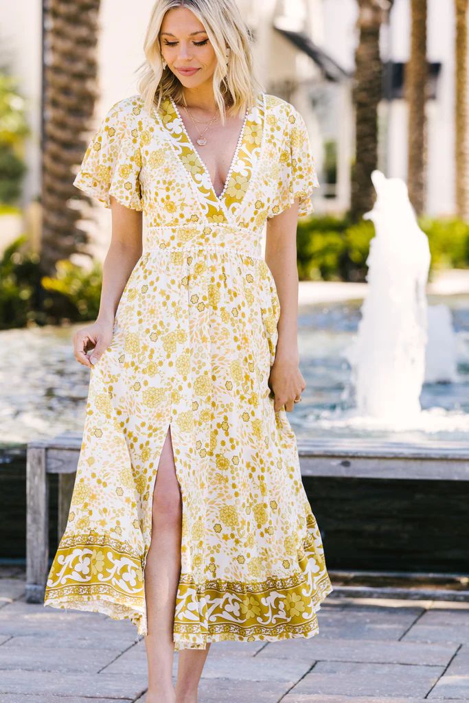 Know The Truth Chartreuse Yellow Floral Maxi Dress | The Mint Julep Boutique