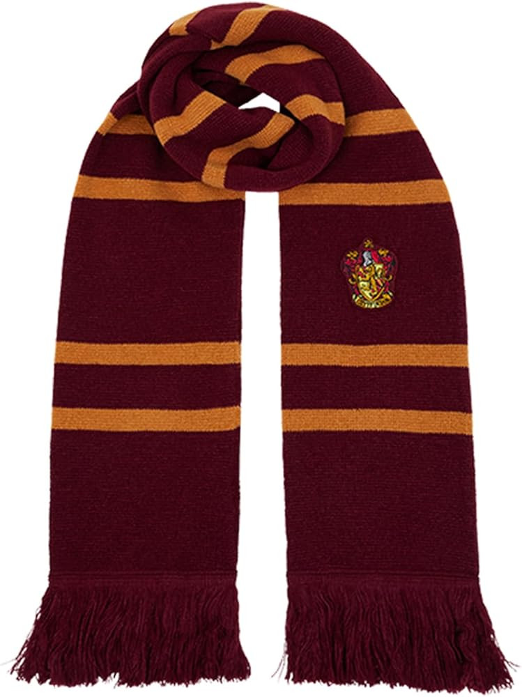 Harry Potter Gryffindor Knitted Crest Scarf - Deep Red & Yellow - Embroidered House Lion Badge - ... | Amazon (US)