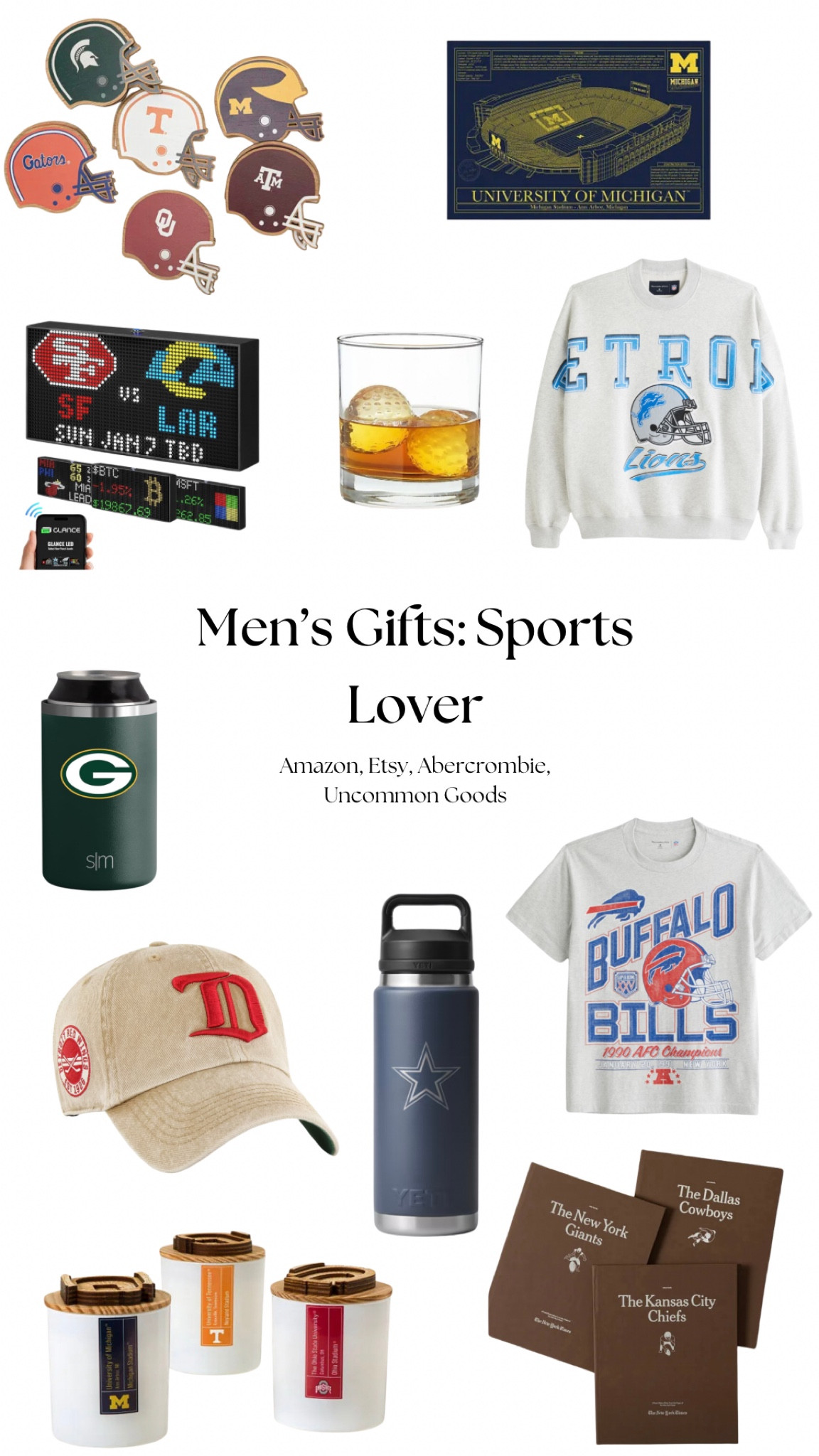 Gifts for Men: Sports Fan Edition!
Lots of these products are customizable to different leagues, such as NFL/MLB/NHL/NCAA, and come in different colors and variations!
These would be perfect for a husband, brighter, dad, boyfriend, fiance, or friend! So many options and easy to customize to their favorite team!

#LTKGiftGuide #LTKHoliday #LTKMens