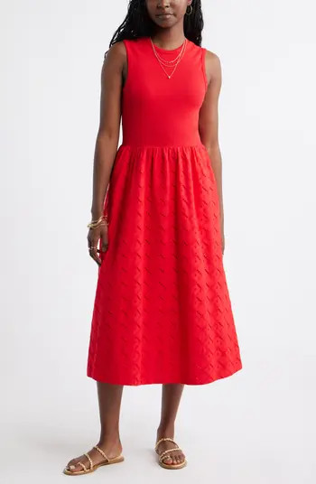 Caslon® Mixed Media Midi Dress | Nordstrom | Nordstrom