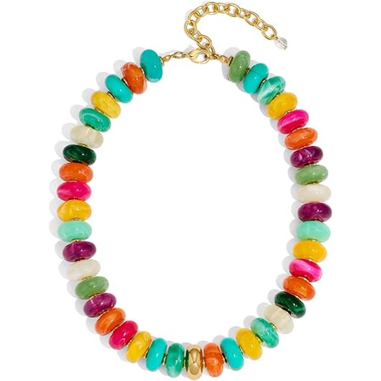 HolidayQbee Beaded Necklace for Women Chunky Beaded Turquoise Necklace Boho Oval Big Bead Stateme... | Walmart (US)