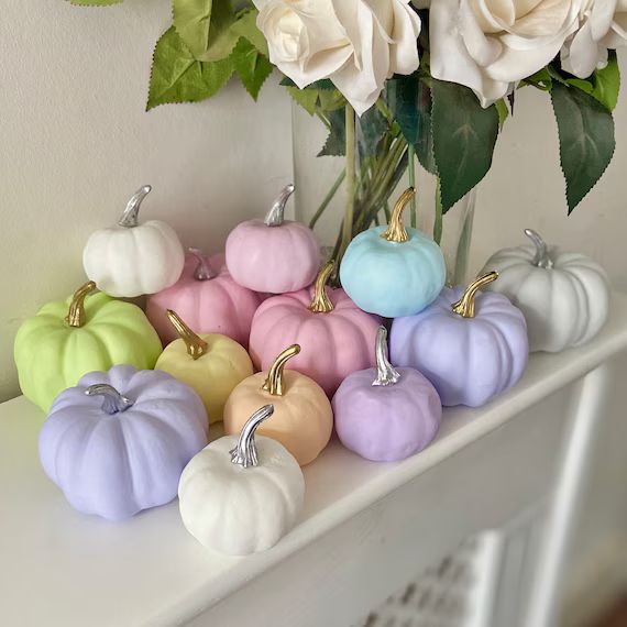 Pastel Pumpkins  Pastel Halloween Decor  Mini Pumpkins  - Etsy | Etsy (US)