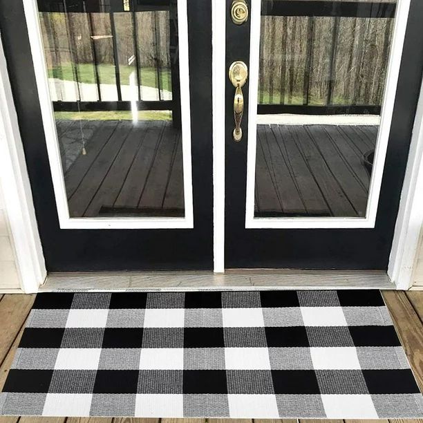 Check Rug Door Mat,Cotton Buffalo Plaid Doormat Black and White Checkered Rug Welcome Door Mat 13... | Walmart (US)