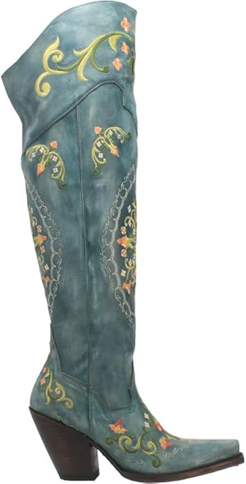 Dan Post Womens Flower Child Embroidered Snip Toe Dress Boots Over the Knee High Heel 3" & Up - B... | Amazon (US)