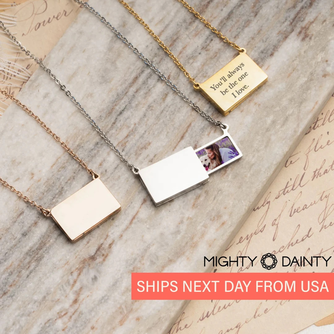 Photo Necklace Hidden Drawer Image Necklace With Photo in - Etsy | Etsy (US)