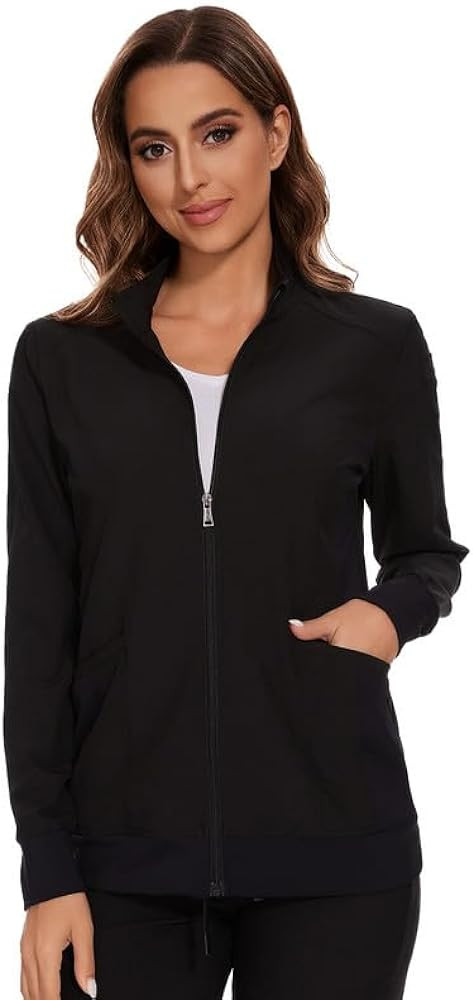 COZYFIT Scrub Jackets for Woman, Zip Front Nurse Jacket, 4-Way Stretch Fabric | Amazon (US)