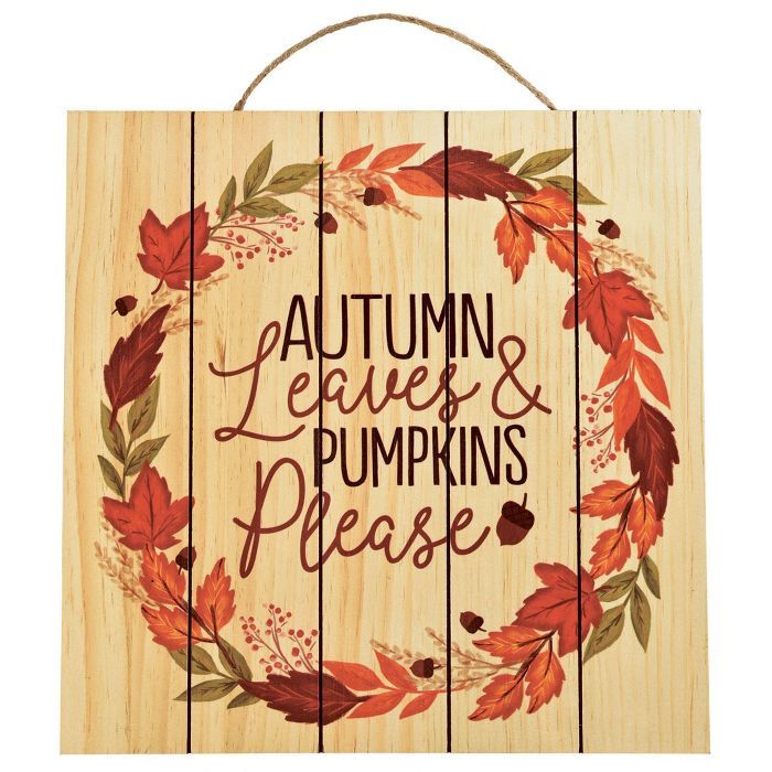 Autumn Leaves & Pumpkins Please Wooden Sign | Target