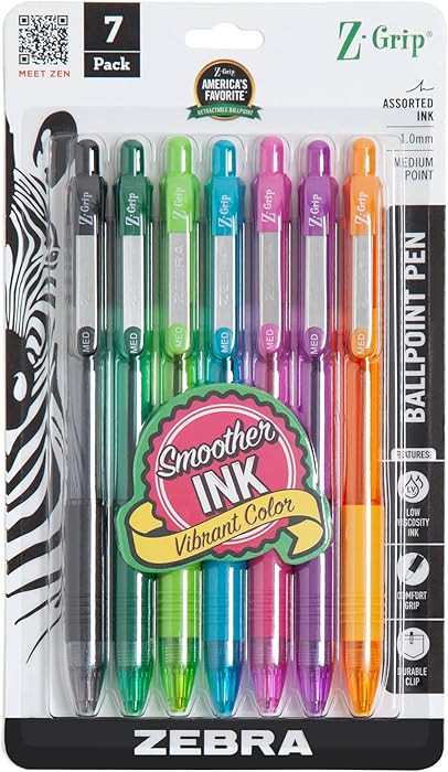 Zebra Pen Z-Grip Retractable Ballpoint Pen, Smooth-Flowing Assorted Fashion Colors, 1.0mm Medium ... | Amazon (US)
