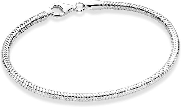Miabella Solid 925 Sterling Silver Italian 3mm Snake Chain Bracelet for Women Men Teen Girls, Cha... | Amazon (US)