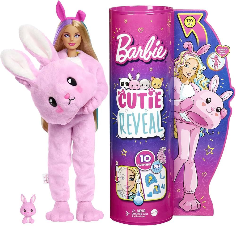 Barbie Doll, Cutie Reveal Bunny Plush Costume Doll with 10 Surprises, Mini Pet, Color Change and ... | Amazon (US)