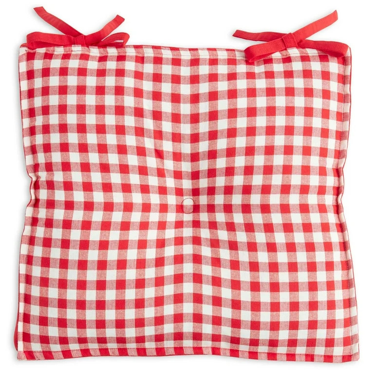 The Pioneer Woman Gingham Chair Cushion, Multicolor, 17"W x 18"L | Walmart (US)