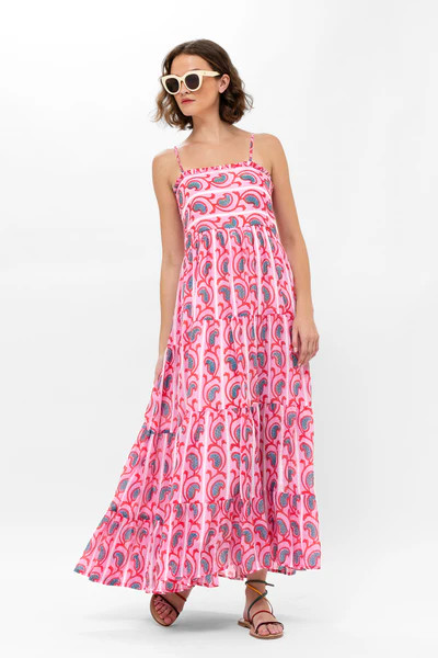 Smocked Back Maxi- Goa Pink | Oliphant Design