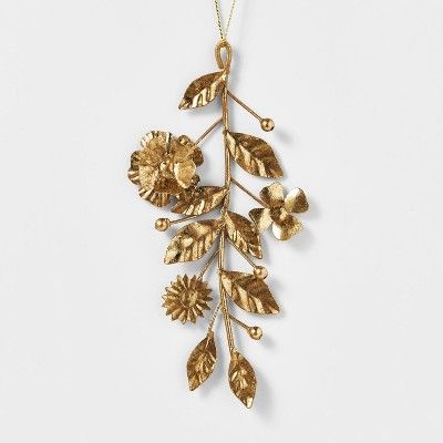 Metal Spring Leaves and Flowers Christmas Tree Ornament Gold - Wondershop™ | Target