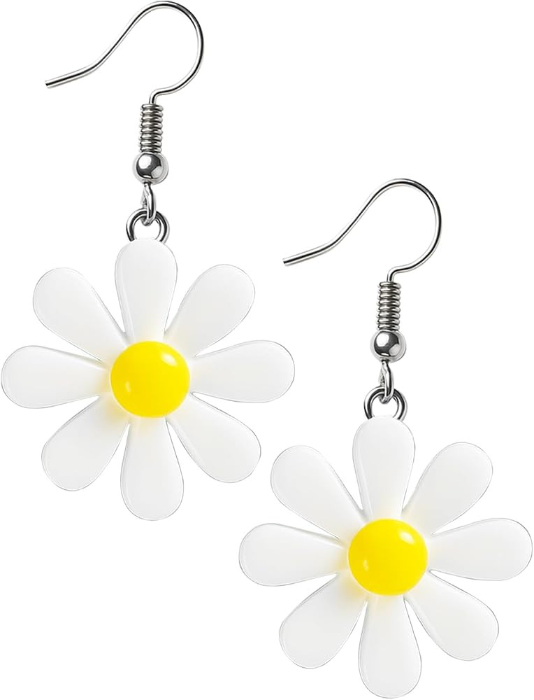 70s Women Accessories for Outfits Acrylic Daisy Costume Adult Flower Drop Earrings for Women – ... | Amazon (US)