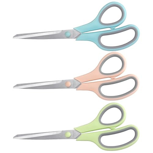 Scissors 8.5 Inch scissors all purpose Bulk Set of 3, Scissors for Office Home School Craft Supplies, Soft Comfort-Grip Right/Left Hand, Gray | Amazon (US)