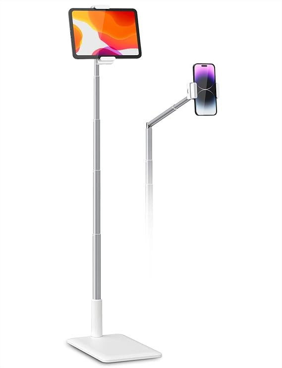 Viozon Tablet Floor Stand-Flexible Long Arm Tablet&Phone Holder,360° Angle Adjustable,Aluminum A... | Amazon (US)
