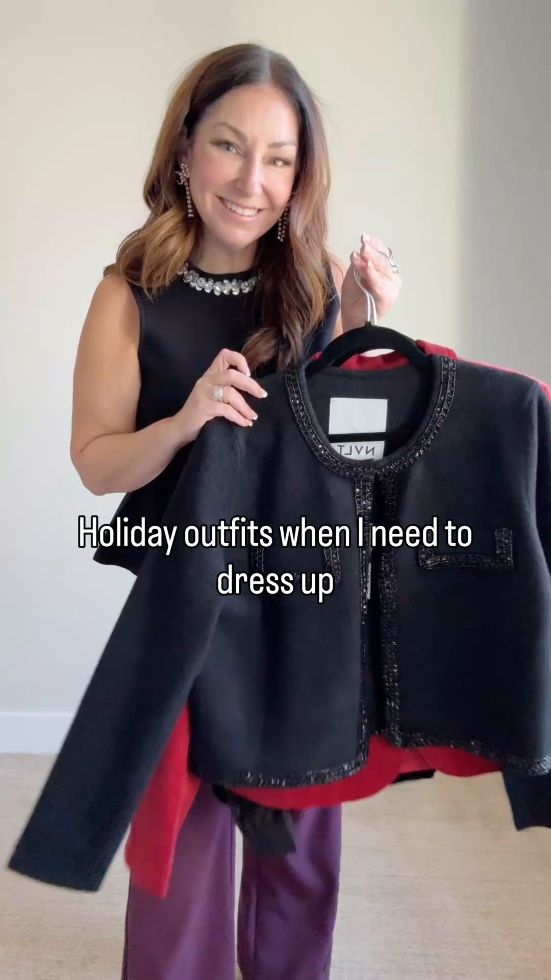 Holiday dressy outfits 

Outfit 1: Peplum Top tts, L // Pants run very small wearing 14 but little tight |  Outfit 2: Jacket tts, L // Pants size up XL Petite // Pumps tts // linked similar bag | Outfit 3: Wearing large in blouse, size up in jacket, 14, XL Petite in pants 

#LTKHoliday #LTKOver40 #LTKMidsize