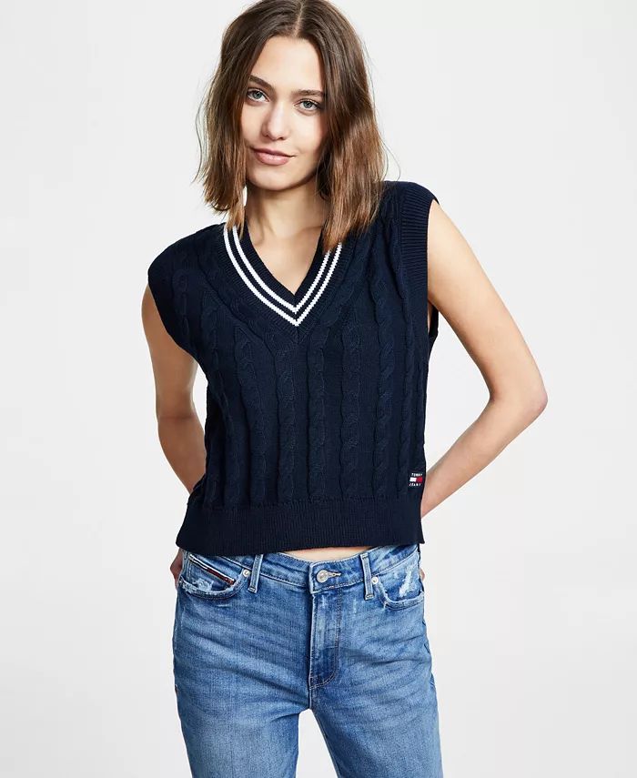 Women's Travel V-Neck Cable-Knit Sweater | Macys (US)