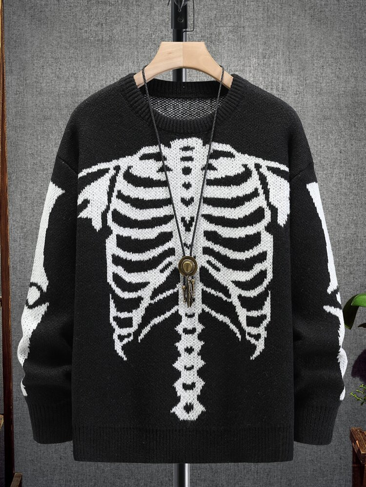 Men Skeleton Pattern Drop Shoulder Sweater | SHEIN