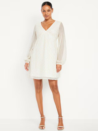V-Neck Swiss Dot Mini Dress | Old Navy (US)