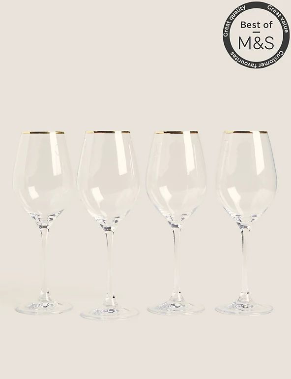 Set of 4 Maxim Gold Rim White Wine Glasses | Marks & Spencer IE