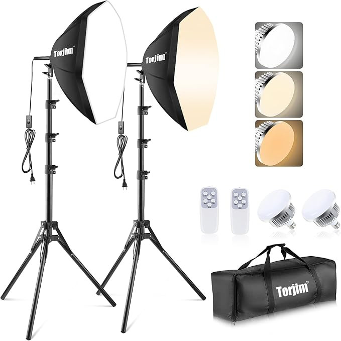 Torjim Softbox Photography Lighting Kit, 20'' x 20'' Professional Softbox Lighting Kit with 85W 3... | Amazon (US)