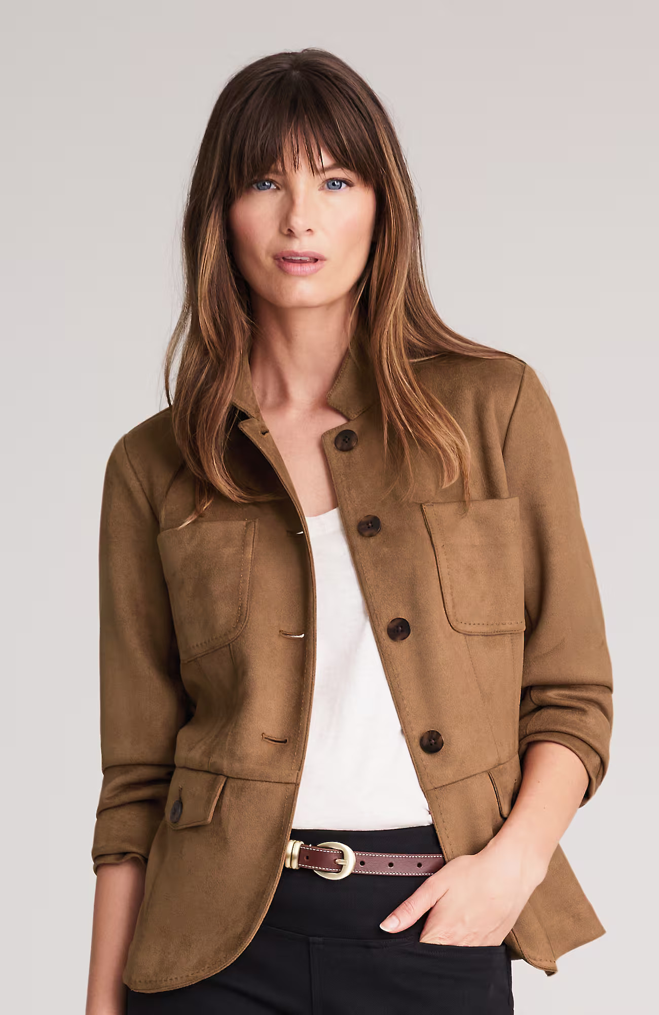 Faux-Suede Patch-Pocket Jacket | J. Jill