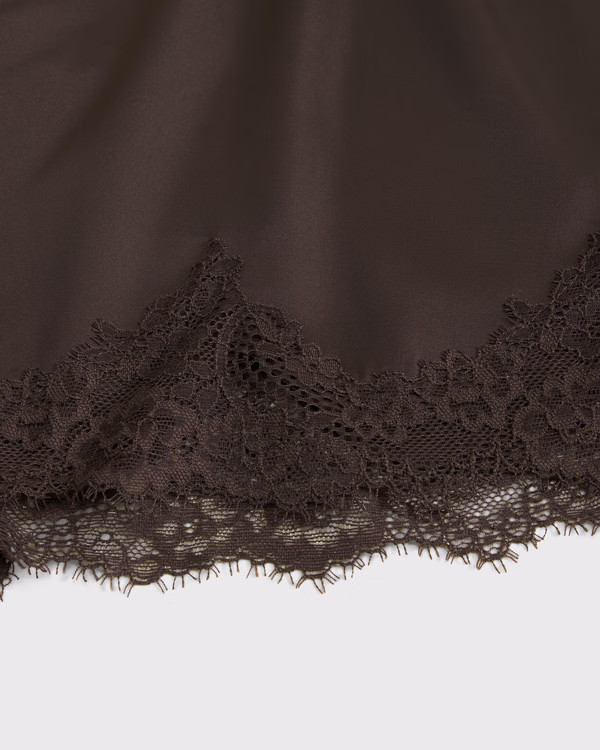 Lace-Trim Satin Short | Abercrombie & Fitch (US)