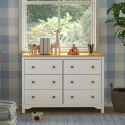 DaVinci Shea 6-Drawer Dresser, Warm White/Honey | Ashley Homestore