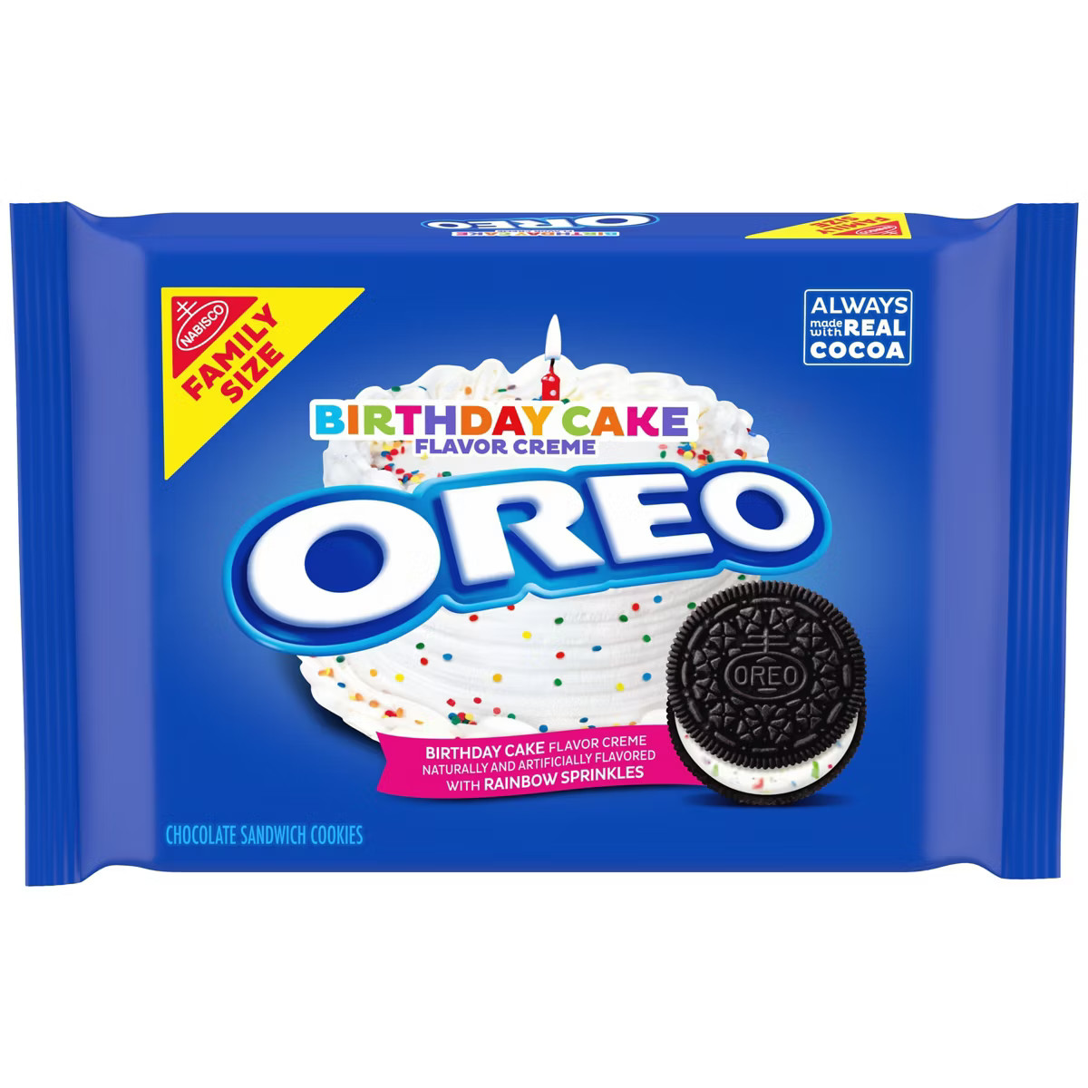 OREO Birthday Cake Flavor Chocolate Sandwich Cookies Family Size - 17oz | Target