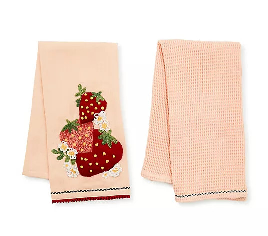 MacKenzie Childs Set of 2 Embroidered Dish Towels | QVC