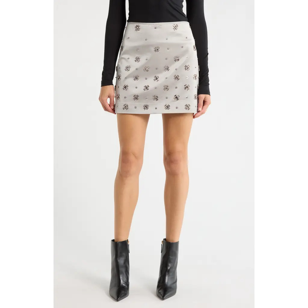 Veronica Beard Olenna Embellished Miniskirt in Silver at Nordstrom, Size 00 | Nordstrom