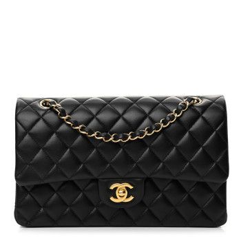 Lambskin Quilted Medium Double Flap Black | FASHIONPHILE (US)