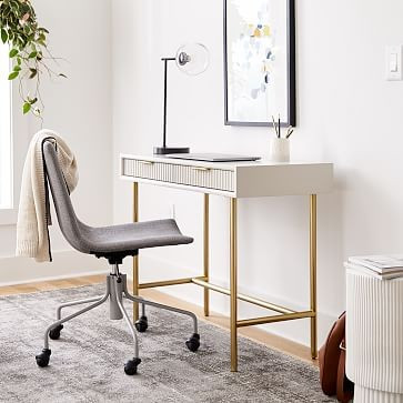 Quinn Lacquer Mini Desk - Haze/Antique Brass | West Elm (US)