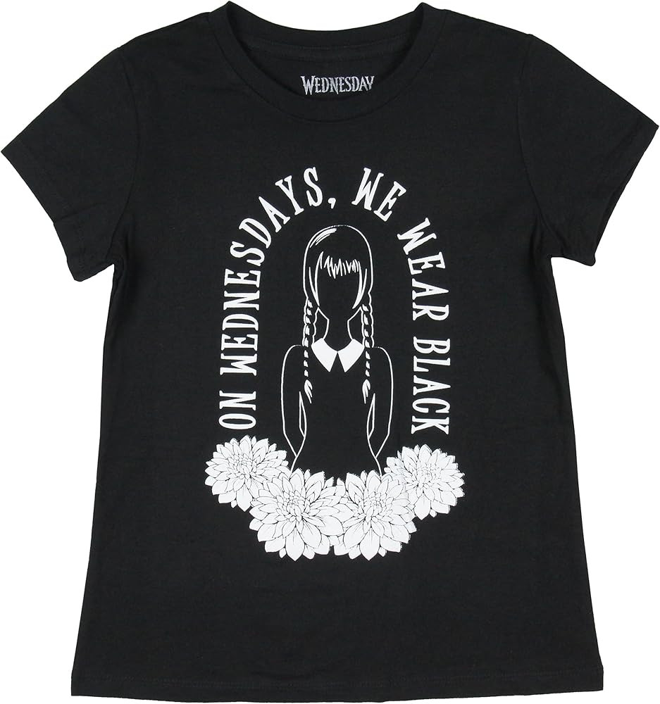 Wednesday Addams Girls' On Wednesday We Wear Black Graphic Print T-Shirt | Amazon (US)
