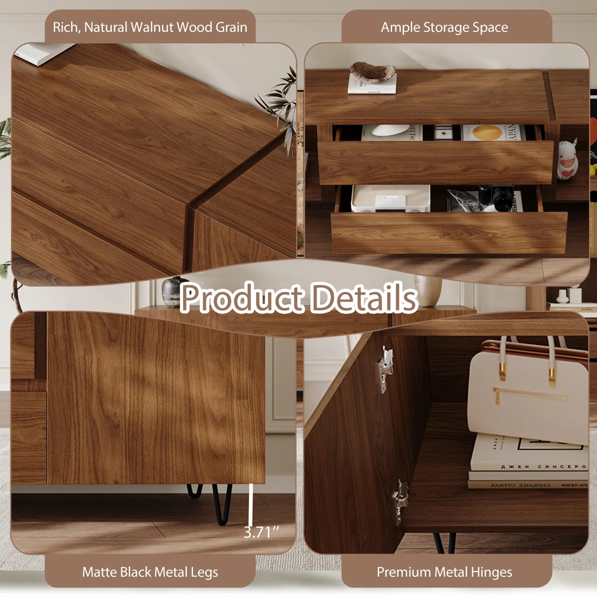 70.88'' Wood Tv Stand With Drawers And Cabinets Designed To Fit 80'' Tvs, Wood Entertainment Cent... | Wayfair North America