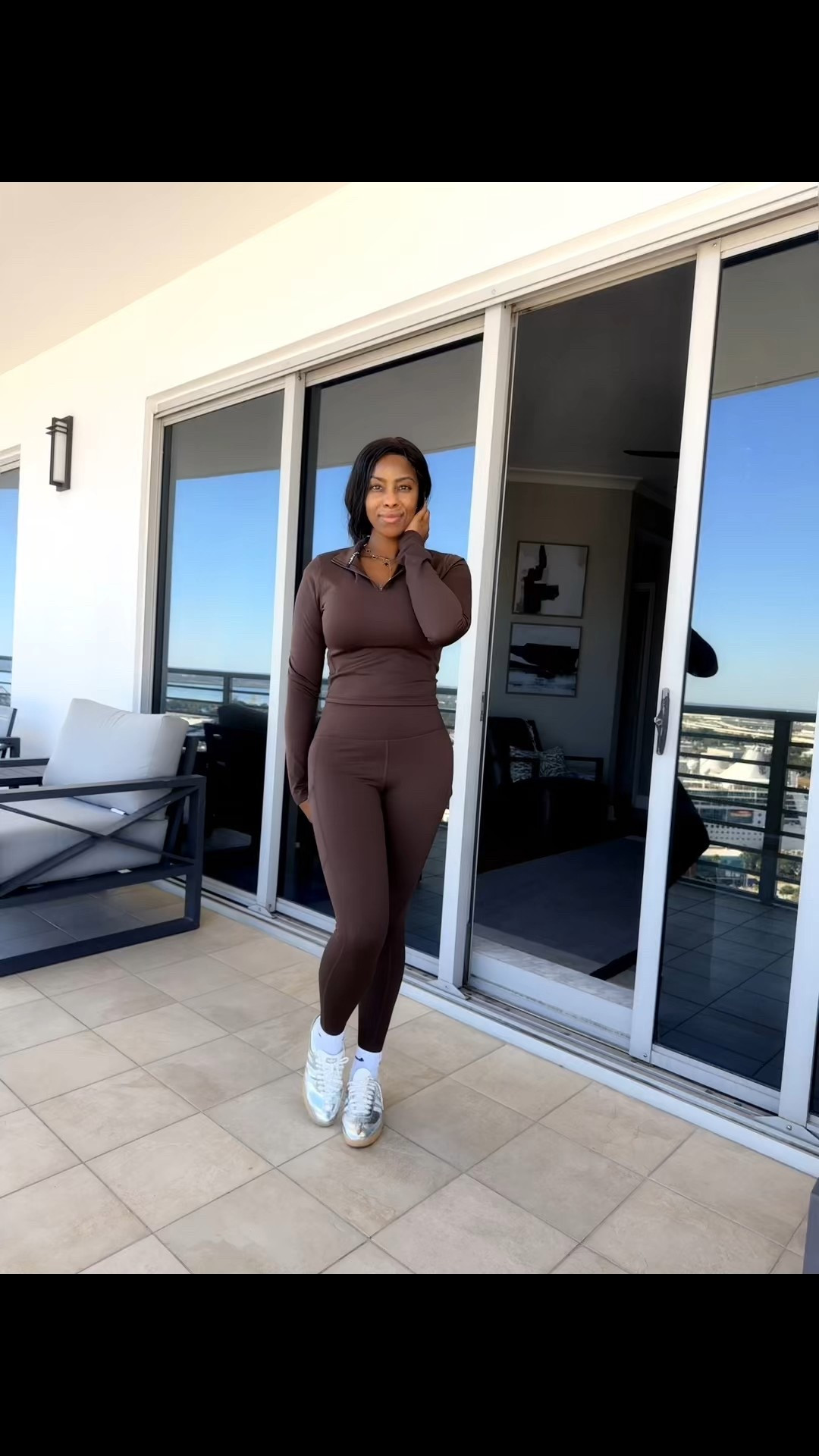 feeling cozy this morning on a beautiful day … 
 Jacket- X-Small
Top- Small
Bottom- Small

@Fabletics  #fableticspartner #gym #blackgirls#CapCut 

#LTKfitnessgoals #LTKActive #LTKgrwm